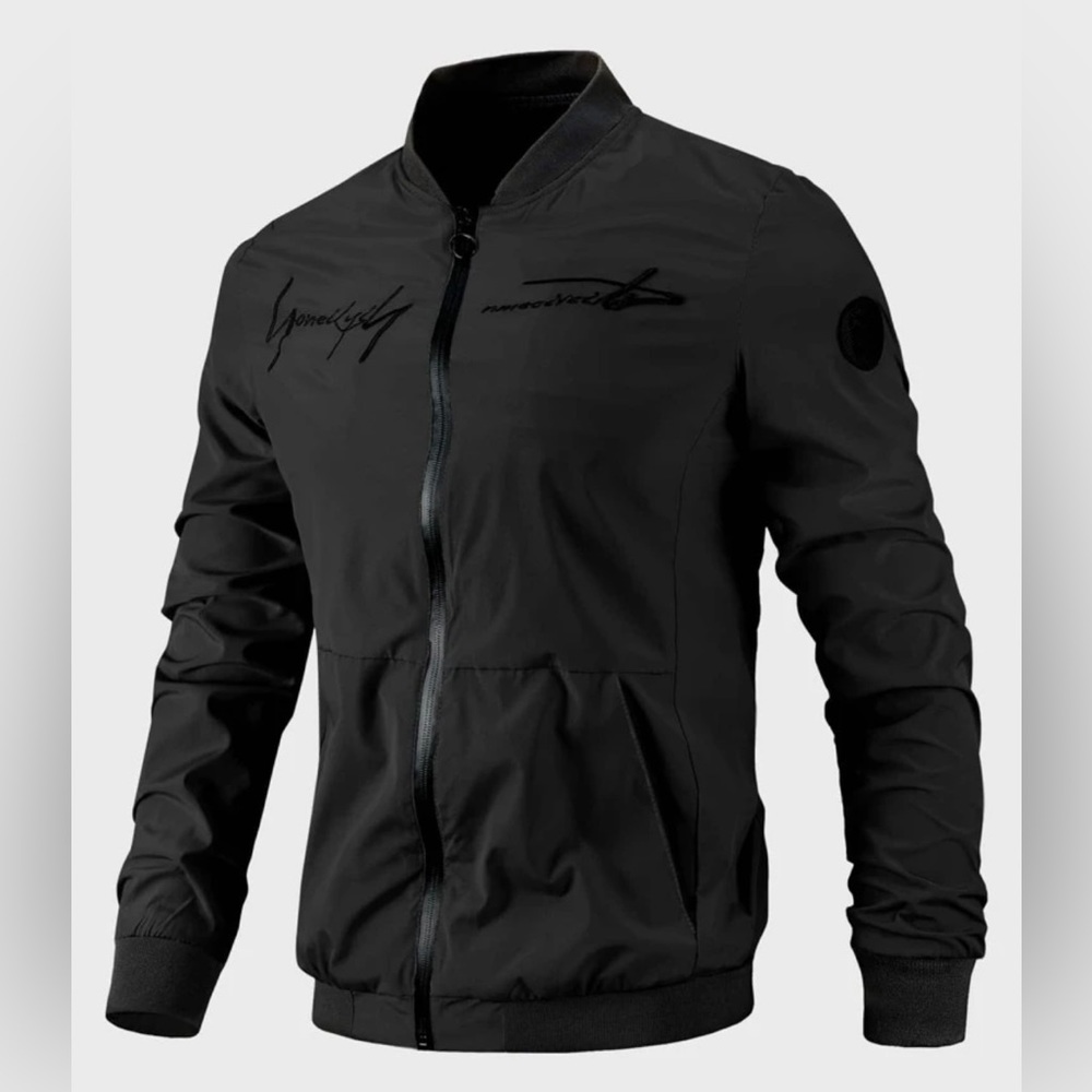 Men letter embroidery bomber jacket